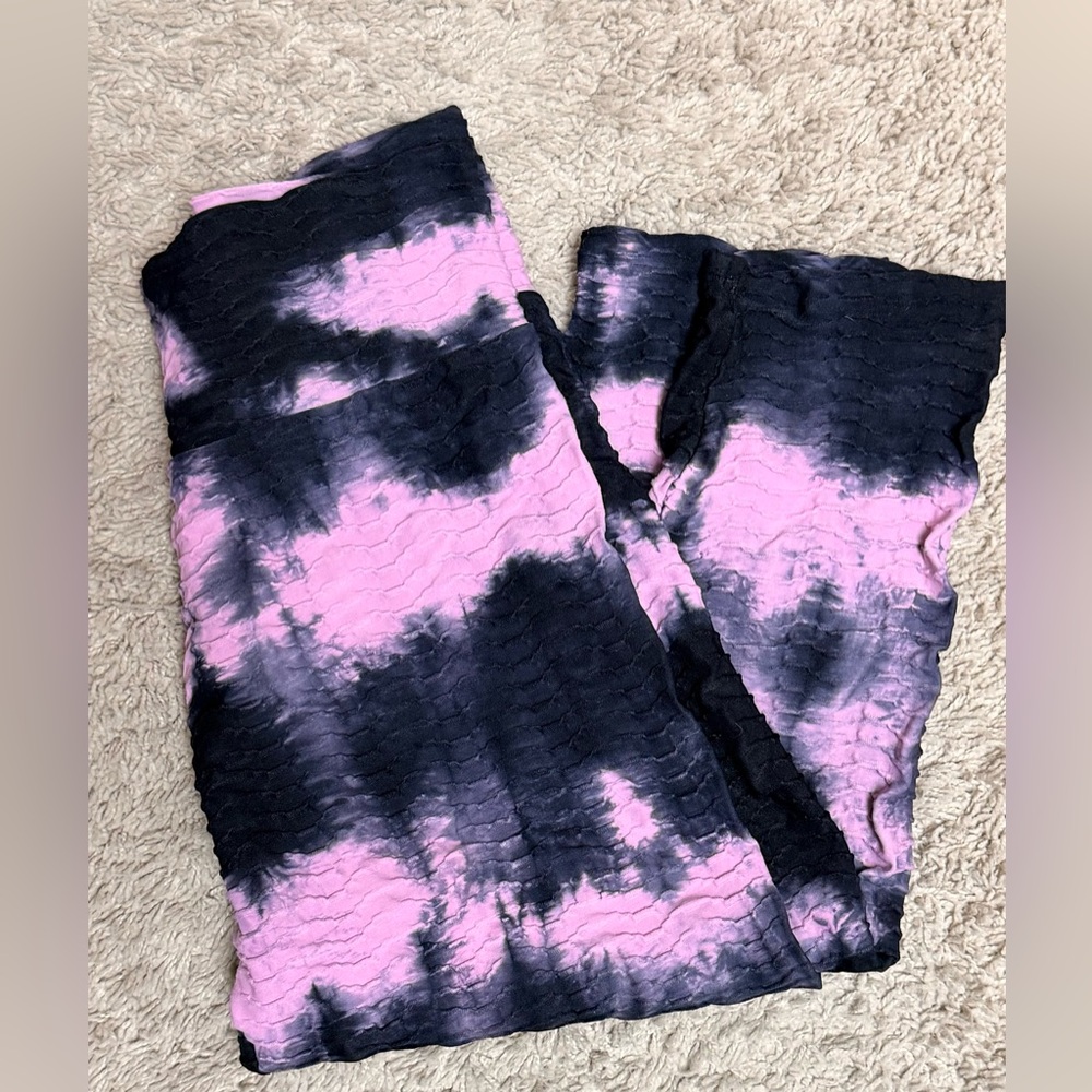 Booty by Brabants Pink Black Tie Dye Textured Leggings EUC S - Picture 6 of 8